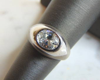 Womens Vintage Estate Sterling Silver CZ Ring 3.9g E5194