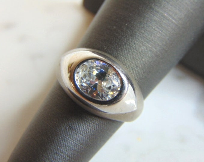 Womens Vintage Estate Sterling Silver CZ Ring 3.9g E5194