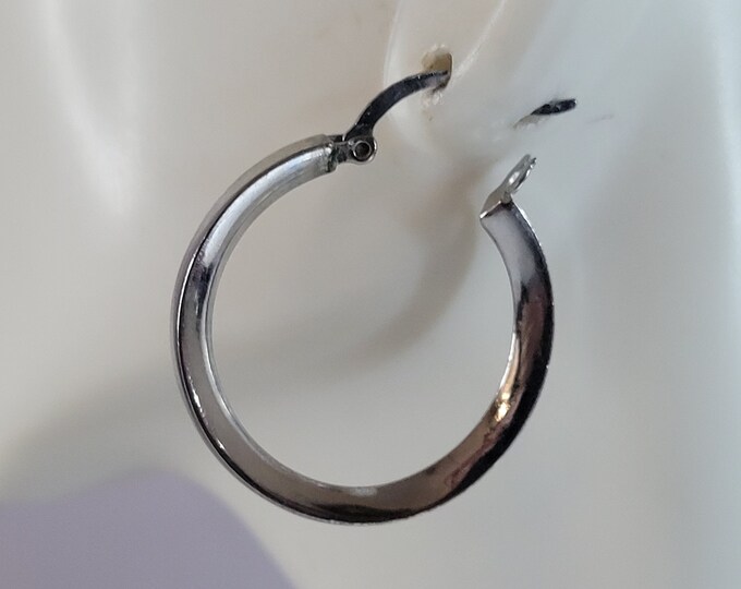 Womens Vintage Estate Sterling Silver Hoop Earrings 2.7g E4609