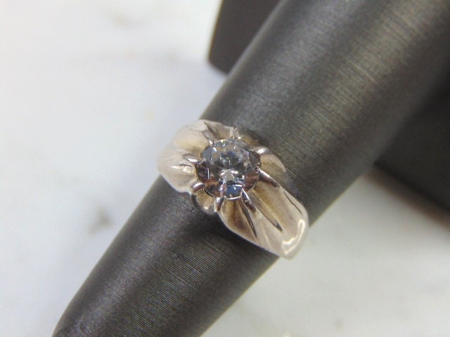 Womens Vintage Estate Sterling Silver CZ Ring 3.6g E2176