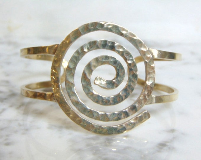 Womens Vintage Estate Sterling Silver Spiral Modernist Cuff Bracelet 28.4g E995