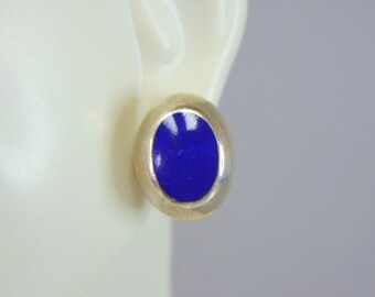 Womens Vintage Estate Sterling Silver Lapis Earrings 9.9g E2390