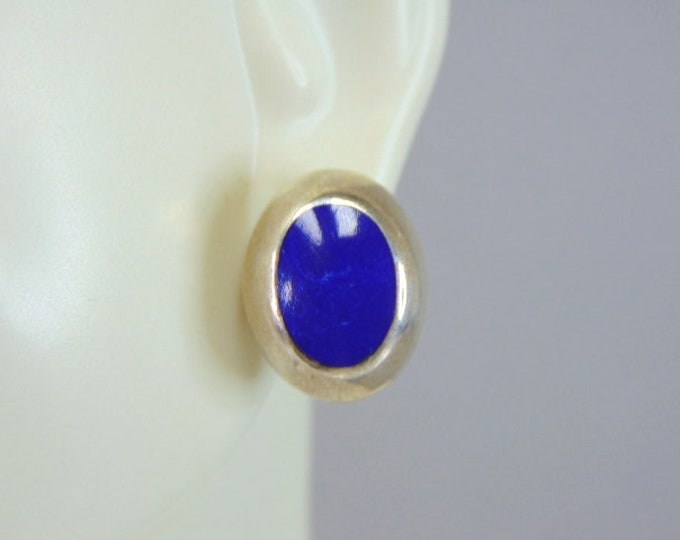 Womens Vintage Estate Sterling Silver Lapis Earrings 9.9g E2390