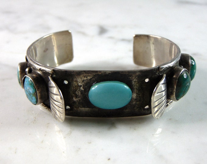 Womens Vintage Estate Sterling Silver Southwestern Cuff Bracelet 36g E1947
