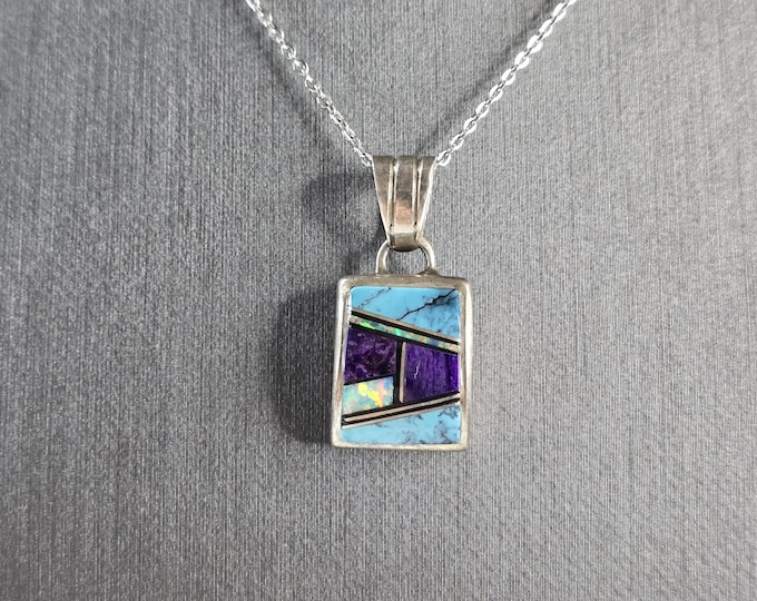 Womens Sterling Silver Cecil Ashley Native Turquoise Pendant Necklace 6.7g E5828