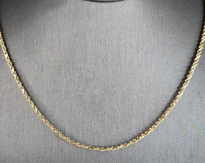 Womens Vintage Estate 14K Yellow Gold Rope Necklace 9.5g #E5305