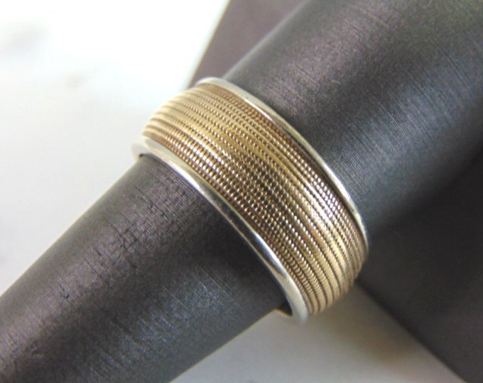 Mens Vintage Estate 14K Yellow & White Gold Wedding Ring, 11.5g E5990