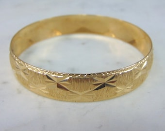 Womens Vintage Estate 14k Yellow Gold Bangle Bracelet 19.5g E5677