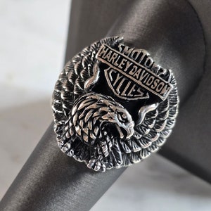 Mens Estate Sterling Silver Harley Davidson Motorcycle Ring 15.7g #E7910