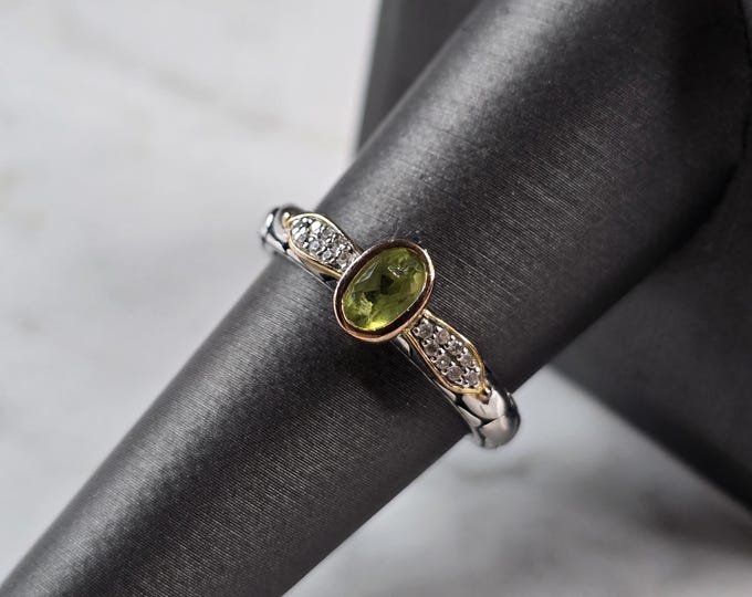 Womens Vintage Estate Sterling Silver Modernist Peridot Ring 3.0g E6750