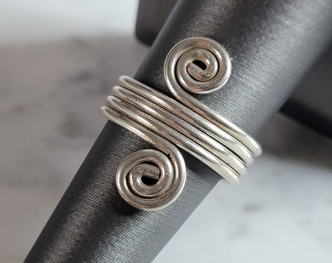 Womens Vintage Estate Sterling Silver Modernist Ring 5.7g E6945