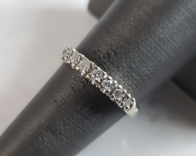 Womens Vintage Estate 14K White Gold Diamond Ring 2.8g E6194