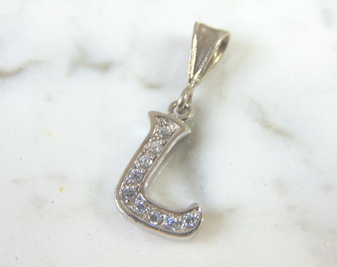 Womens Vintage Estate Sterling Silver "L" CZ Pendant 2.7g E2657