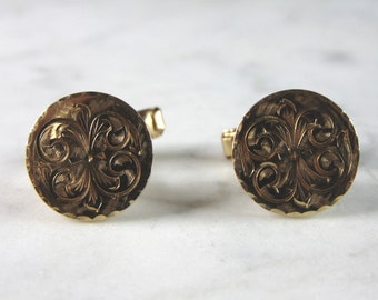 Mens Vintage Estate 14k Yellow Gold Fleur-de-lis Cufflinks 10.7g E3143