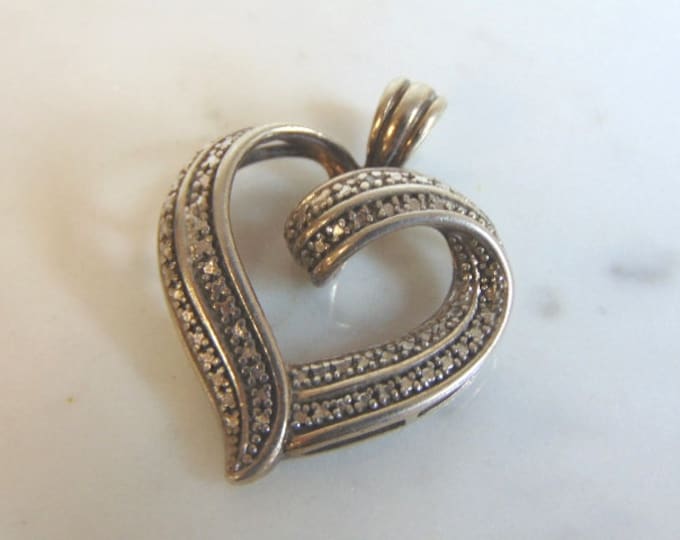 Womens Vintage Estate Sterling Silver Heart Pendant 4.9g E5686