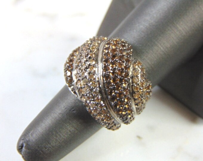 Womens Sterling Silver Fashion Modernist Rhinestone Ring 8.5g E1354