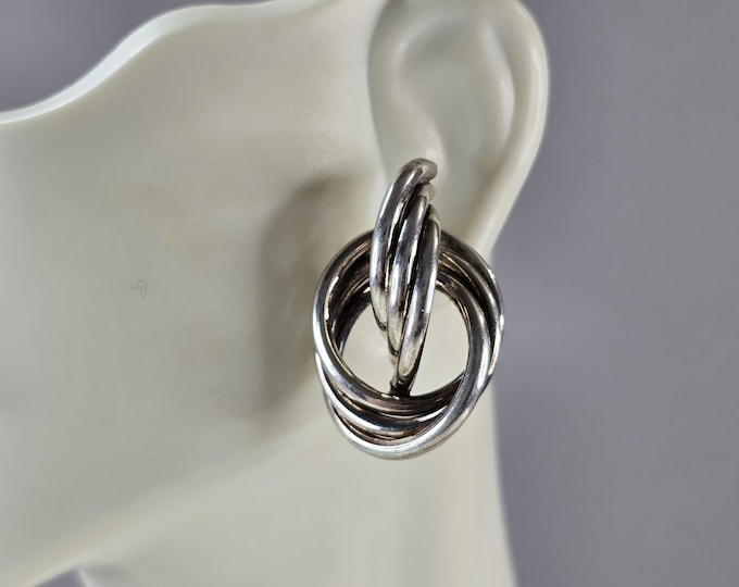 Womens Vintage Estate Sterling Silver Modernist Earrings 7.0g E6681