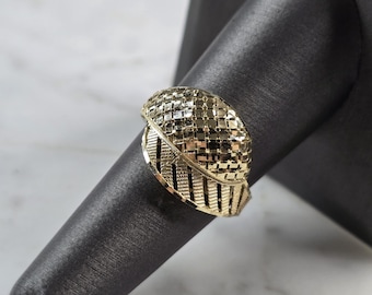 Womens 10K Yellow Gold Modernist Filigree Ring 1.7g E1965
