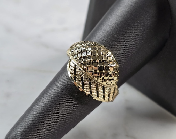 Womens 10K Yellow Gold Modernist Filigree Ring 1.7g E1965