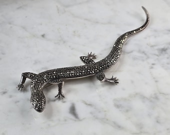Womens Vintage Estate Sterling Silver Large Lizard Brooch 34.0g E1667