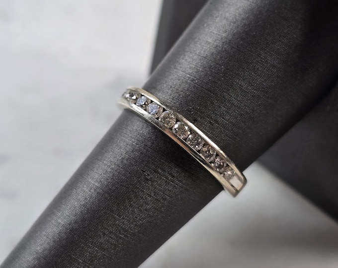 Womens Vintage Estate 14k White Gold Diamond Ring 2.5g E5155