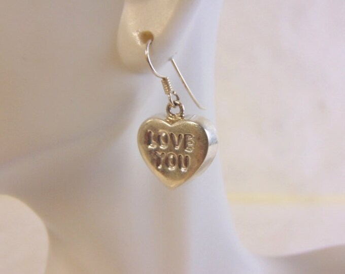Lovely Pair of Vintage Estate Sterling Silver Dangle "Heart" Earrings 4.0g E3928