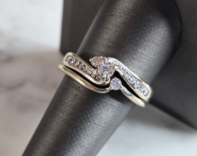 Womens Vintage Estate 14K White Gold Diamond Engagement Ring, 7.1g E7215