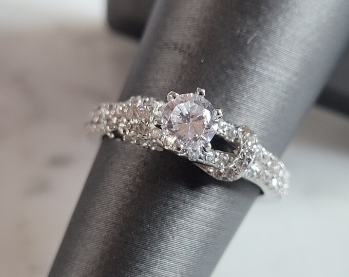 Womens Estate Sterling Silver CZ Ring 3.4g E1632
