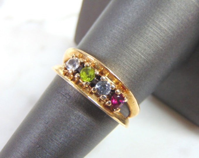 Womens Vintage Estate 10K Yellow Gold Diamond & Gemstone Tiara Ring 3.9g #E864