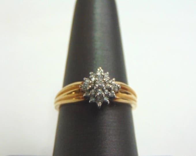Lovely Women's Vintage Estate 14K Yellow Gold Diamond Cluster Ring 3.6g E3560