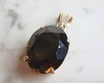 Womens Vintage Estate Sterling Silver Grossular Stone Pendant 11g E4730