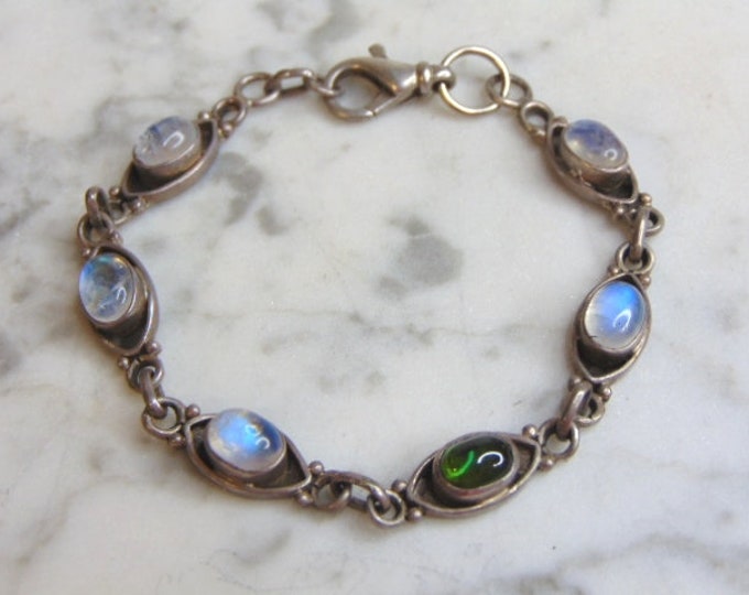 Womens Vintage Estate Sterling Silver Multi Stone Bracelet 14.1g E4737