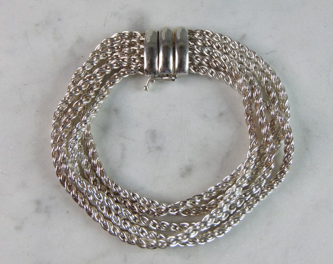 Womens Vintage Estate Sterling Silver Modernist Bracelet 42g E2001