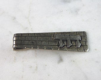Mens Vintage Estate Sterling Silver Middle Eastern Tie Clip 4.8g E1281