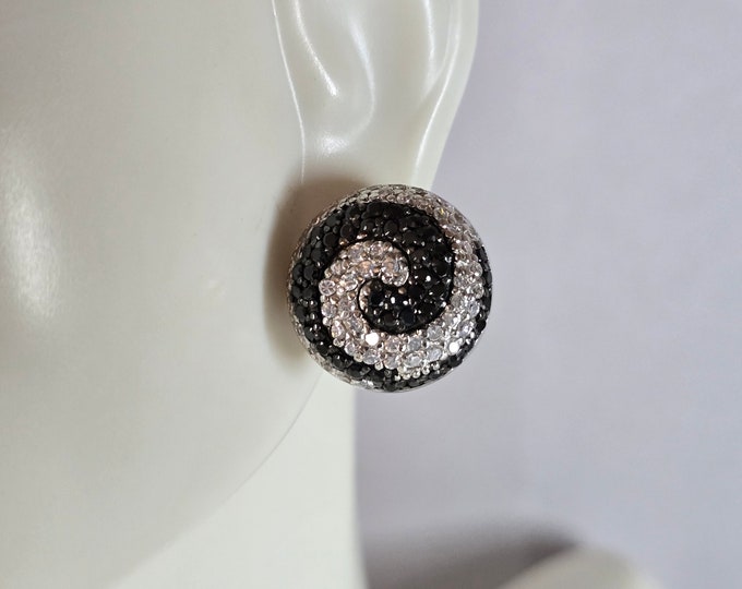 Womens Vintage Estate Sterling Silver Deco Spiral Earrings 8.1g E7650