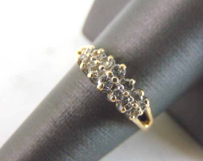 Womens Vintage Estate 14K Yellow Gold Diamond Cluster Ring 3.3g  #E942