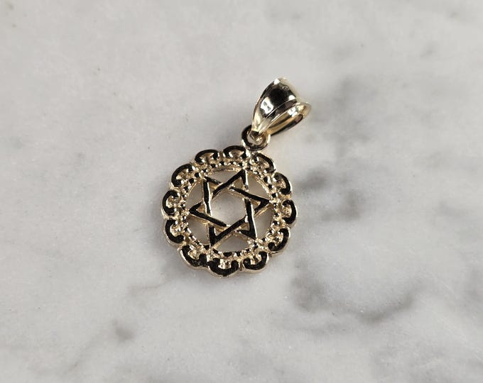 14K Gold Jewish Judaica Star of David Charm Pendant, 1.4g E4804