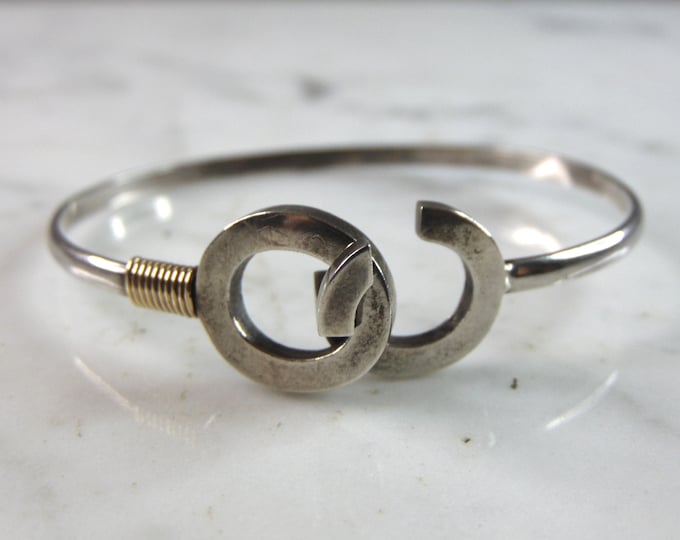 Womens Vintage Estate Sterling Silver Modernist Cuff Bracelet 11.9g E1924