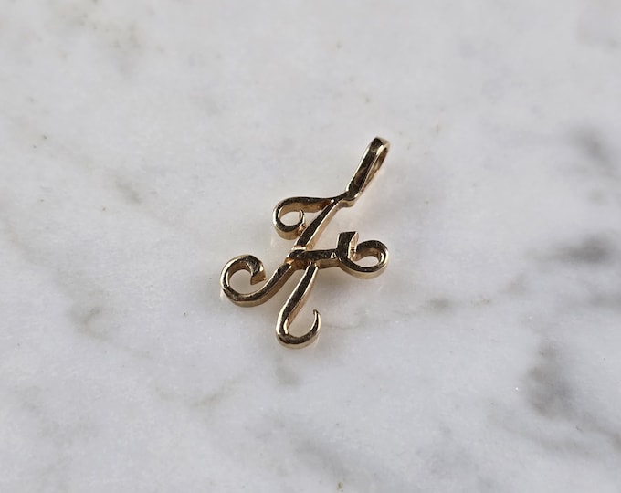 Womens Vintage Estate 10K Yellow Gold "K" Pendant 0.7g E1456