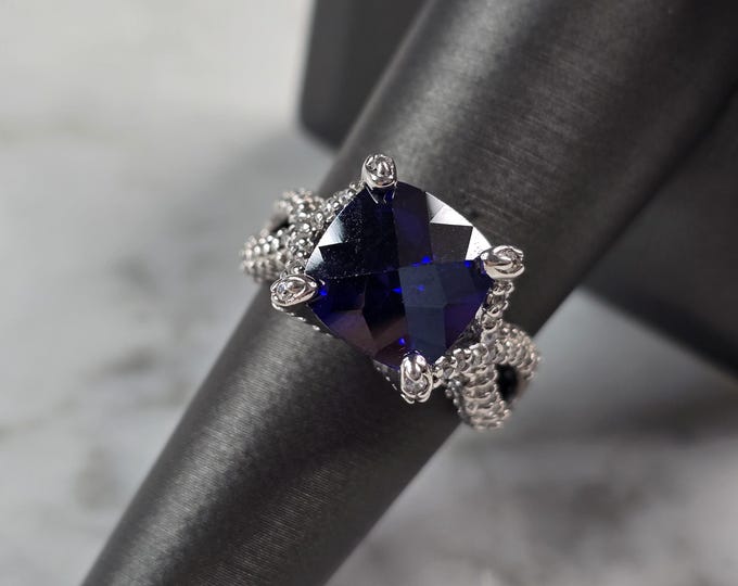 Womens Vintage Estate Sterling Silver Sapphire Colored Stone Ring 6.3g #E6112