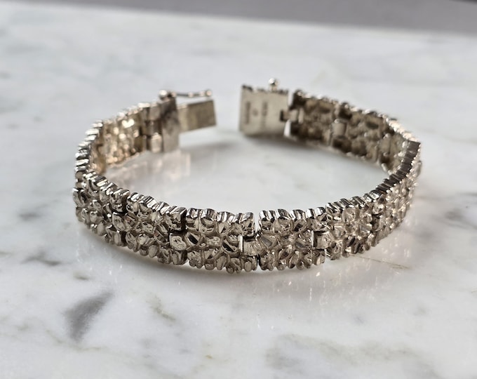 Mens Vintage Estate Sterling Silver Kabana Nugget Bracelet 27.4g E1169