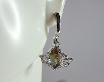 Womens Estate Sterling Silver Citrine Dangle Earrings 4.2g E2672
