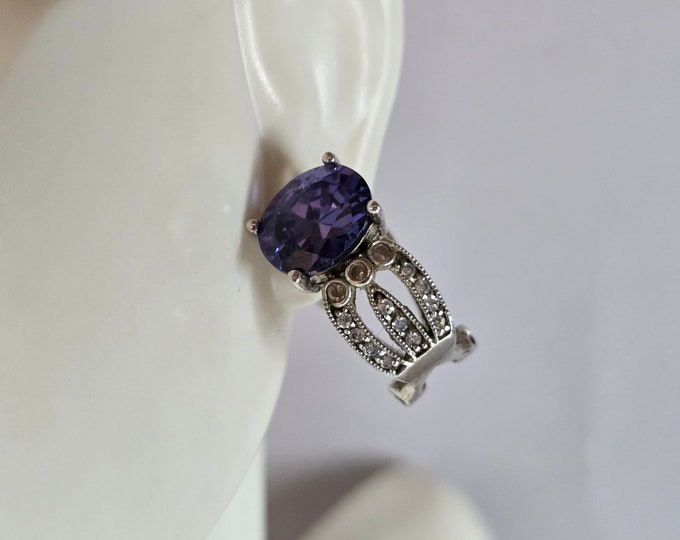 Womens Vintage Estate Sterling Silver Modernist CZ Earrings 6.8g E7715