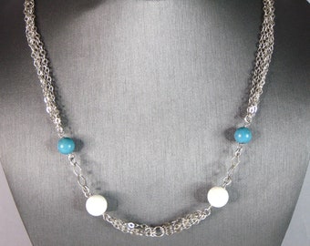 Womens Vintage Estate Sterling Silver Modernist Necklace 15g E1184