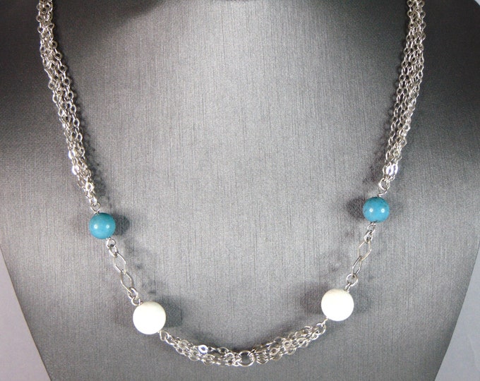 Womens Vintage Estate Sterling Silver Modernist Necklace 15g E1184