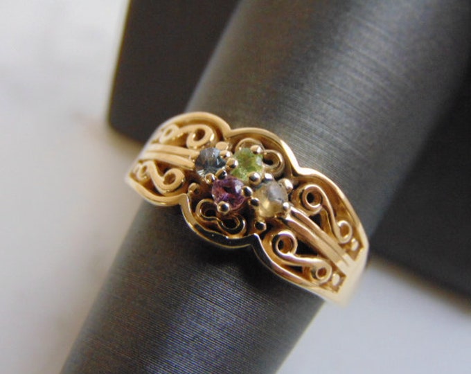 Women's Vintage Estate 14K Gold Multi Stone Ring 5.5g E3870