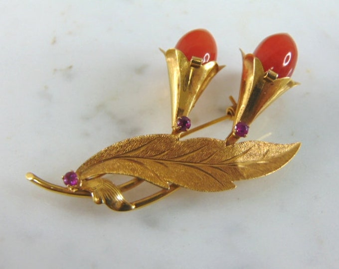 Womens Vintage Estate 14K Yellow Gold Flower Brooch 8.4g E4093