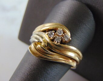 Unique Womens Vintage Estate 14k Gold Diamond Ring 9.6g E2032