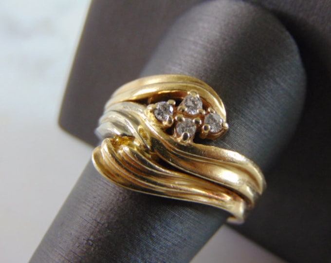 Unique Womens Vintage Estate 14k Gold Diamond Ring 9.6g E2032