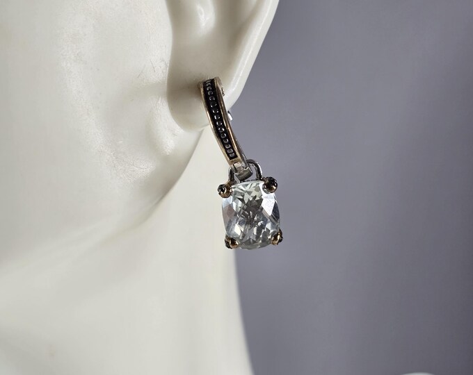 Womens Estate Sterling Silver Modernist Gold Tone Topaz Earrings 6.3g E5892